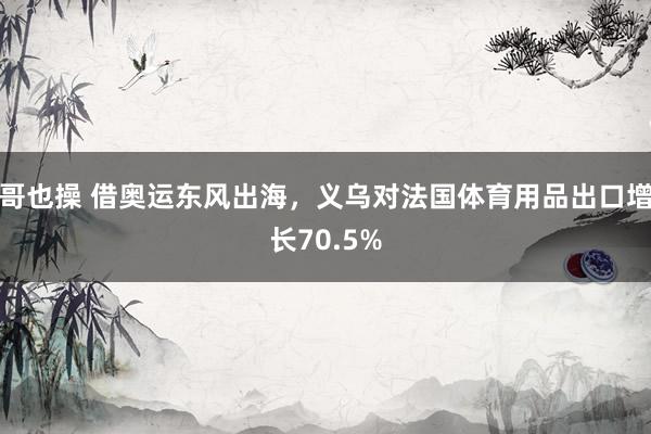 哥也操 借奥运东风出海，义乌对法国体育用品出口增长70.5%