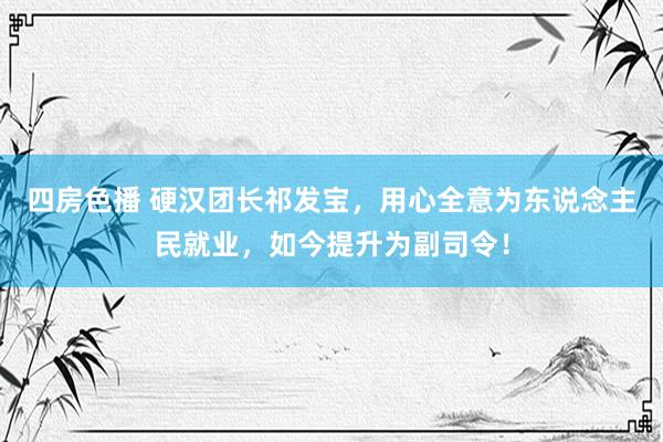 四房色播 硬汉团长祁发宝，用心全意为东说念主民就业，如今提升为副司令！