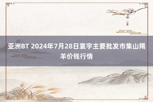 亚洲BT 2024年7月28日寰宇主要批发市集山羯羊价钱行情