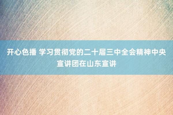 开心色播 学习贯彻党的二十届三中全会精神中央宣讲团在山东宣讲