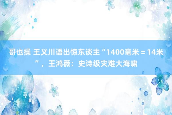 哥也操 王义川语出惊东谈主“1400毫米＝14米”，王鸿薇：史诗级灾难大海啸