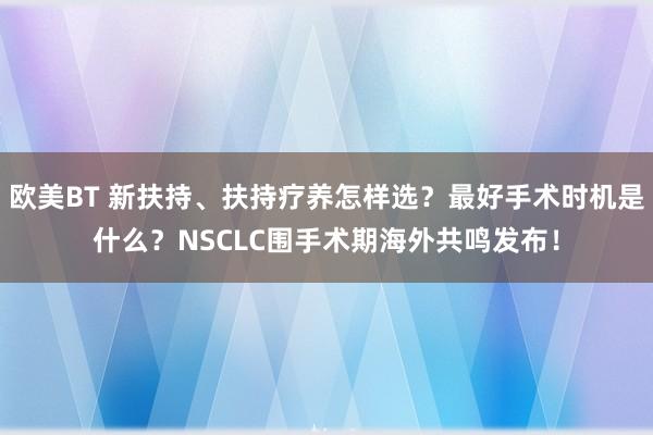 欧美BT 新扶持、扶持疗养怎样选？最好手术时机是什么？NSCLC围手术期海外共鸣发布！