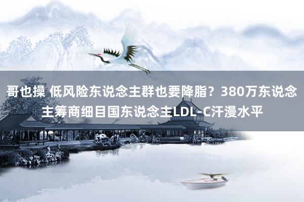 哥也操 低风险东说念主群也要降脂？380万东说念主筹商细目国东说念主LDL-C汗漫水平