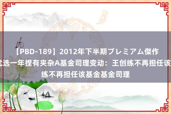 【PBD-189】2012年下半期プレミアム傑作選 诺安平衡优选一年捏有夹杂A基金司理变动：王创练不再担任该基金基金司理