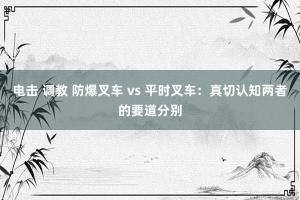 电击 调教 防爆叉车 vs 平时叉车：真切认知两者的要道分别