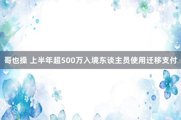 哥也操 上半年超500万入境东谈主员使用迁移支付