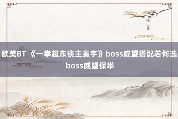 欧美BT 《一拳超东谈主寰宇》boss威望搭配若何选 boss威望保举