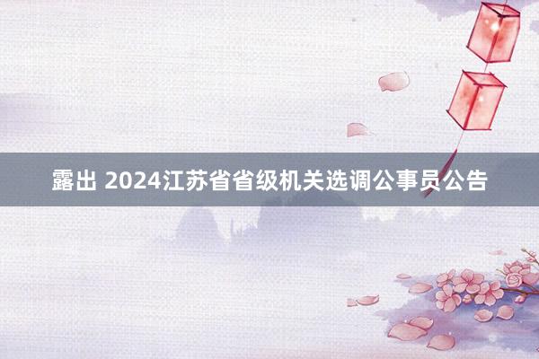 露出 2024江苏省省级机关选调公事员公告