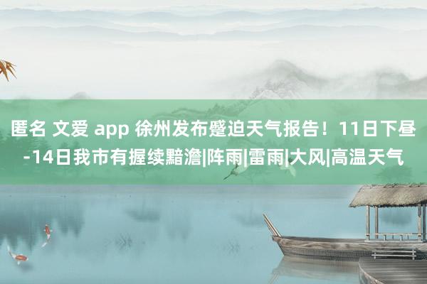 匿名 文爱 app 徐州发布蹙迫天气报告！11日下昼﹣14日我市有握续黯澹|阵雨|雷雨|大风|高温天气